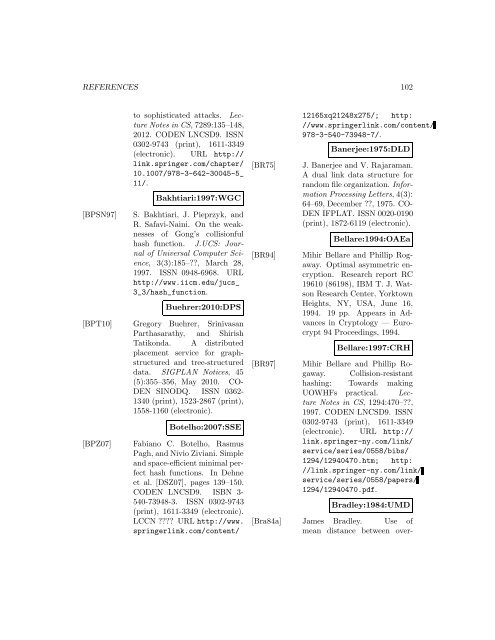 A Bibliography of Publications on Hashing Algorithms - Index of files in