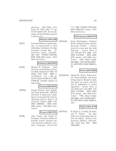 A Bibliography of Publications on Hashing Algorithms - Index of files in