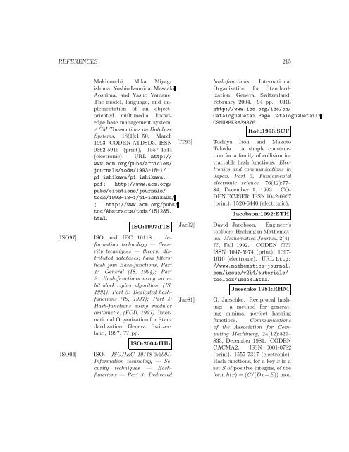 A Bibliography of Publications on Hashing Algorithms - Index of files in