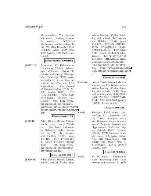 A Bibliography of Publications on Hashing Algorithms - Index of files in