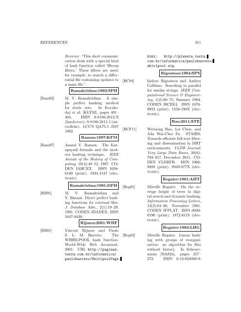 A Bibliography of Publications on Hashing Algorithms - Index of files in