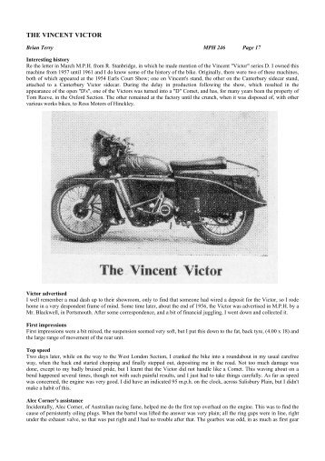 THE VINCENT VICTOR - Vincent HRD Owners Club