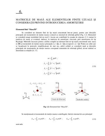 Matricele de masÄ ale elementelor finite uzuale Èi consideraÈii ...