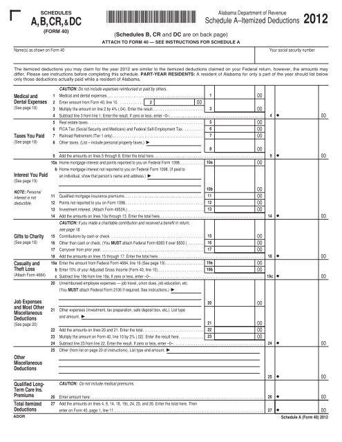 Attach to form 40 - Alabama Department of Revenue