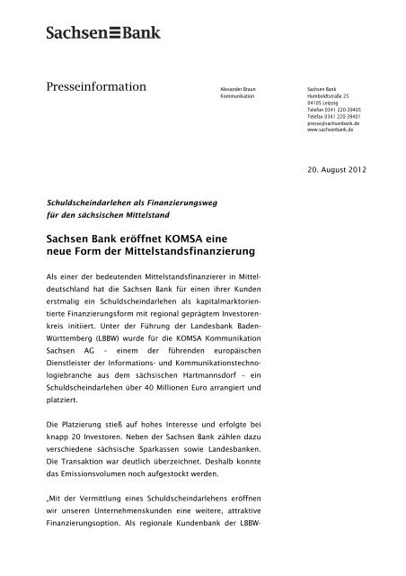 Download Presseinformation - Sachsen Bank