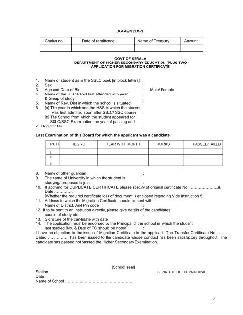 Application form for Migration Certificate ... - Old.kerala.gov.in