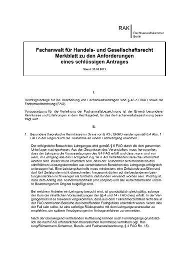 Fachanwalt fÃ¼r Handels- und Gesellschaftsrecht | PDF