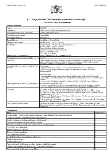 ElektroinÅ¾enieru matemÄtikas datorrealizÄcija - RÄ«gas TehniskÄ ...