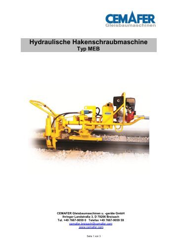 Hydraulische Hakenschraubmaschine Typ MEB - Cemafer GmbH