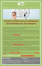 Content Creation Services in Richmond Can Do Wonders for Your Business