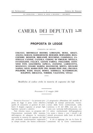 Progetto di legge della 16legislatura - Camera dei Deputati