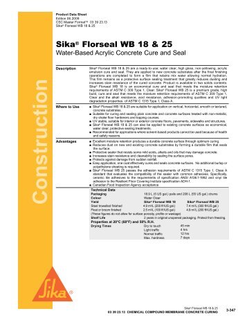 Sika Florseal WB 18 & 25 Product Data Sheet - Brock White