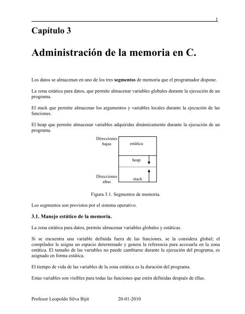 Cap. 3 AdministraciÃƒÂ³n de la memoria en C. - Inicio