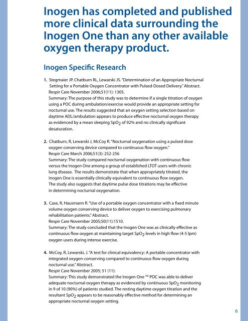 Up to 50% of continuous flow oxygen therapy patients ... - Inogen One