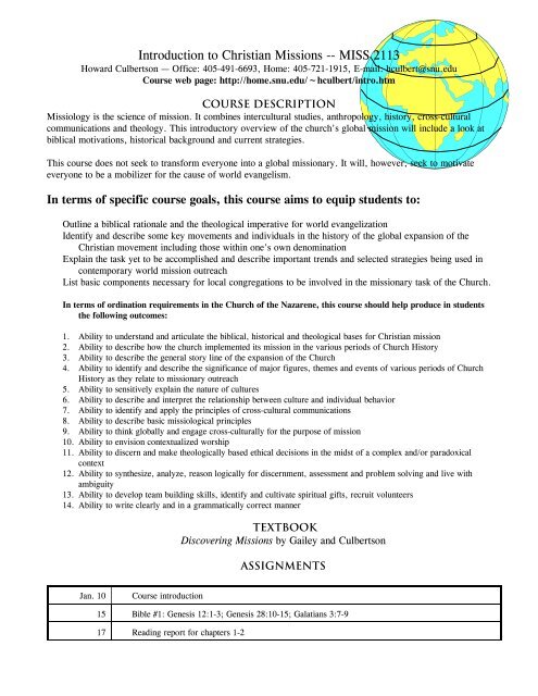 Introduction to Christian Missions -- MISS 2113