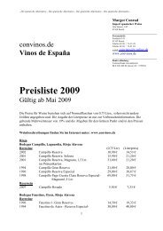 Vinos de España Preisliste 2009 - convinos.de