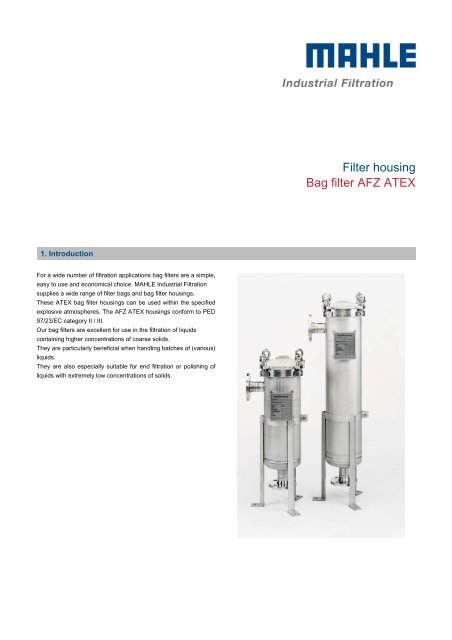 Filter housing Bag filter AFZ ATEX - MAHLE Industry - Filtration
