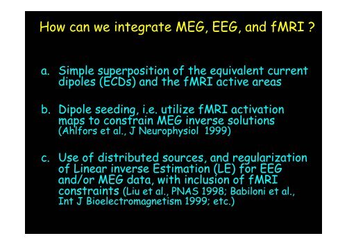 Integrating MEG, EEG and fMRI data