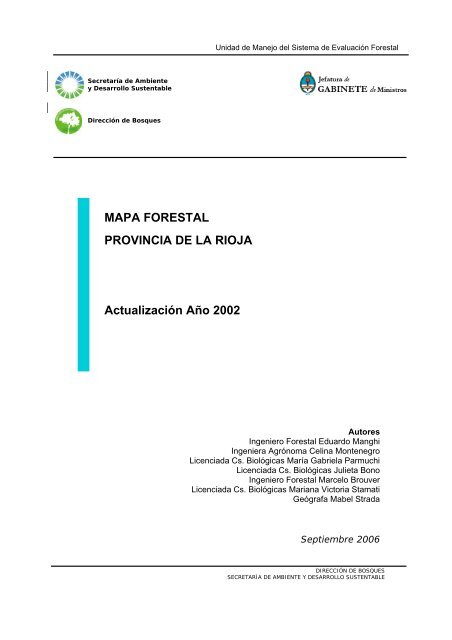 MAPA FORESTAL PROVINCIA DE LA RIOJA ActualizaciÃ³n AÃ±o 2002