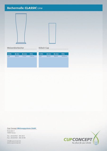 Bechermaße CLASSIC Line - Cup Concept Mehrwegsysteme GmbH