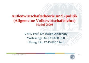 Unterlagen zur Vorlesung - Prof. Dr. Ralph Anderegg