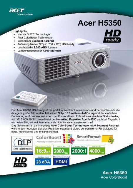 Acer H5350 - Projektoren Datenbank