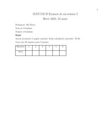 MAT1732 B Examen de mi-session 2 Hiver 2010, 24 mars - irsamc