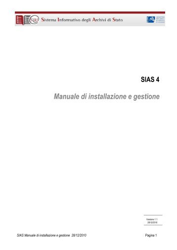 scarica il manuale di installazione e gestione sias - Istituto Centrale ...
