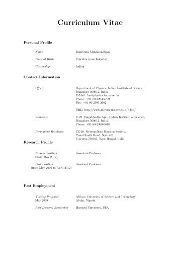 Curriculum Vitae - Physics