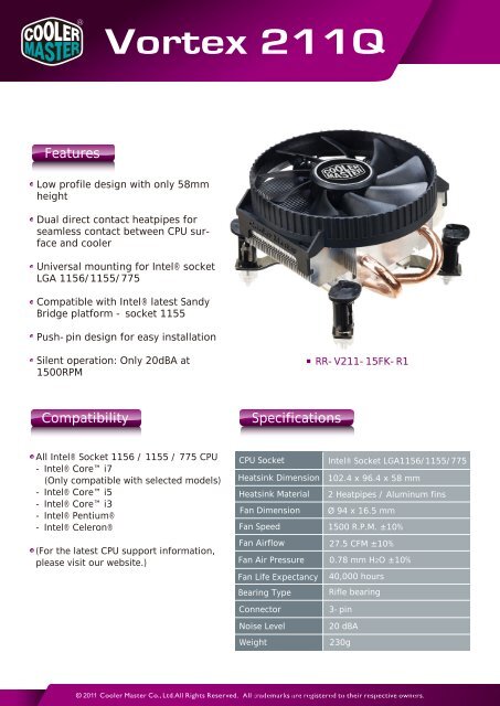Vortex 211Q Product Sheet-1 - Cooler Master