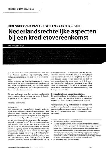 Nederlandsrechtelijke aspecten bij een kredietovereenkomst - Stibbe