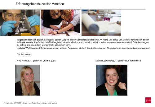 Newsletter 01/2013 - Fachbereich Chemie, Pharmazie und ...