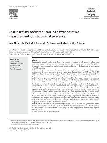 Gastroschisis revisited: role of intraoperative measurement ... - SASSiT