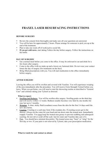 fraxel laser resurfacing instructions - Center for Skin Surgery