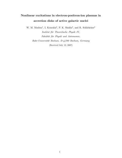 pdf here - Theoretische Physik IV - Ruhr-UniversitÃ¤t Bochum