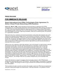 FOR IMMEDIATE RELEASE - Quest International