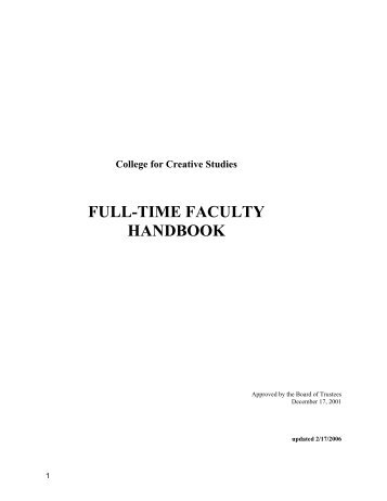 full-time faculty handbook - CCS - College for Creative Studies