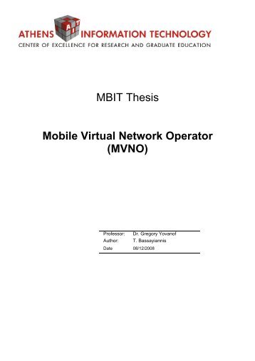 MBIT Thesis Mobile Virtual Network Operator (MVNO) - Prepaid MVNO
