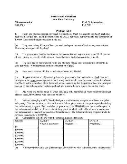 Problem Set 3 Nyu Stern School Of Business New York University Problem Set 3 Nyu Stern School Of Business New York University