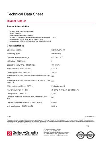 Technical Data Sheet - Zeller+Gmelin GmbH