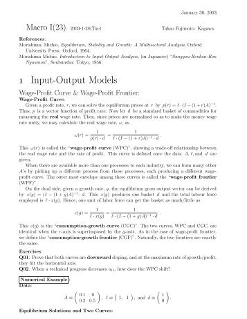 1 Input-Output Models