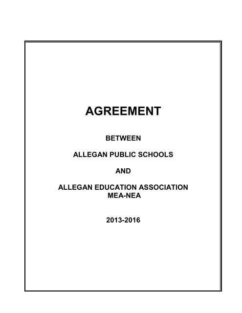 Bargaining Agreement-AEA Teachers - Allegan Public Schools