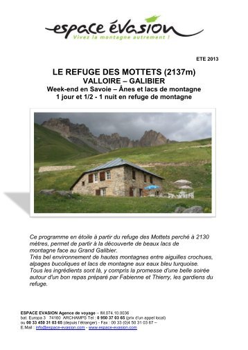 LE REFUGE DES MOTTETS (2137m) - WEBRESA