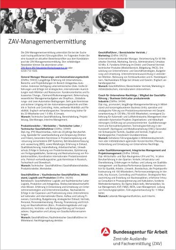 ZAV-Managementvermittlung - Personalwirtschaft