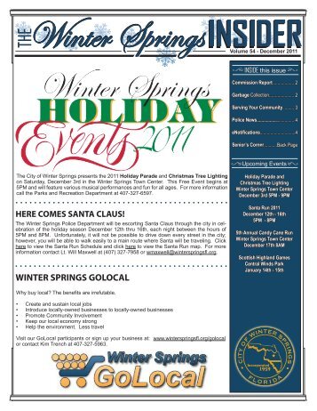 Monthly Newsletter - December 2011 - City of Winter Springs