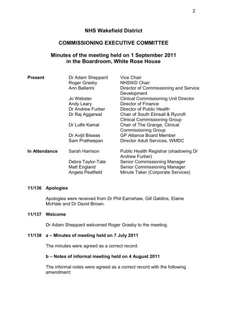 Formal minutes template NHS Kirklees Formal minutes template NHS Kirklees