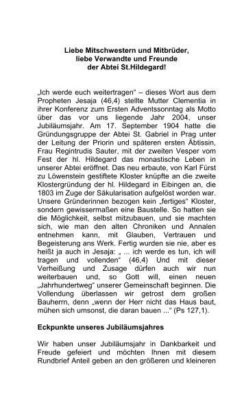 weiterlesen Chronik PDF download - Abtei St. Hildegard