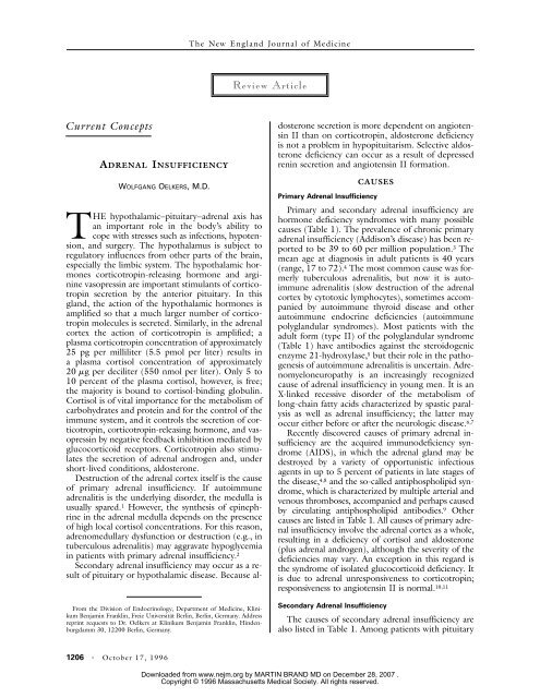 Adrenal insufficiency NEJM review.pdf - SASSiT