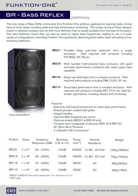 BR - Bass Reflex - Funktion-One