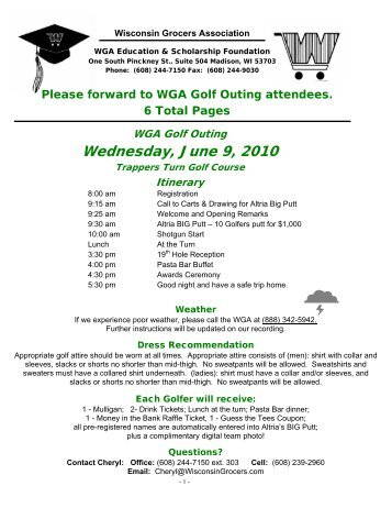 Wednesday, June 9, 2010 - Wisconsin Grocers Association